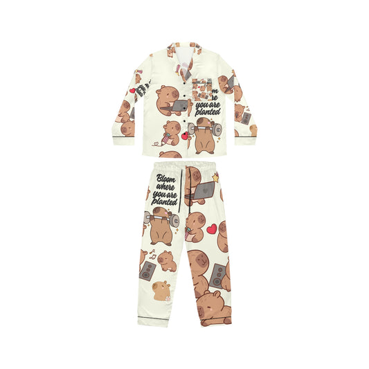Adorable Capybara Silk Pajamas – Ultra Soft & Stylish Sleepwear